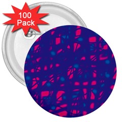 Blue And Pink Neon 3  Buttons (100 Pack) 