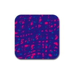 Blue And Pink Neon Rubber Square Coaster (4 Pack) 