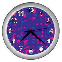 Blue And Pink Neon Wall Clocks (silver) 