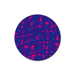 Blue And Pink Neon Rubber Coaster (round) 