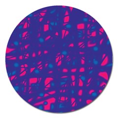 Blue And Pink Neon Magnet 5  (round) by Valentinaart