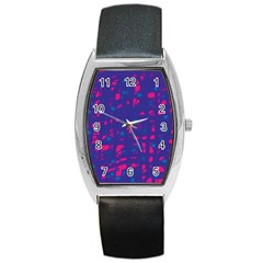 Blue And Pink Neon Barrel Style Metal Watch