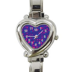 Blue And Pink Neon Heart Italian Charm Watch by Valentinaart