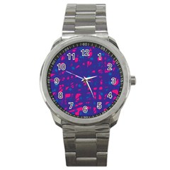 Blue And Pink Neon Sport Metal Watch