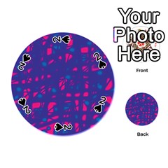 Blue And Pink Neon Playing Cards 54 (round) 