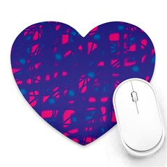 Blue And Pink Neon Heart Mousepads by Valentinaart