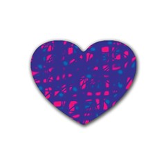 Blue And Pink Neon Rubber Coaster (heart) 