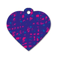 Blue And Pink Neon Dog Tag Heart (two Sides) by Valentinaart