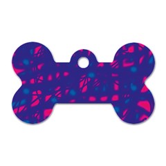 Blue And Pink Neon Dog Tag Bone (one Side) by Valentinaart