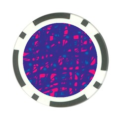 Blue And Pink Neon Poker Chip Card Guards by Valentinaart