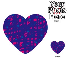 Blue And Pink Neon Multi-purpose Cards (heart) 