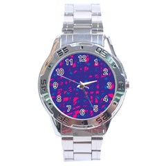 Blue And Pink Neon Stainless Steel Analogue Watch