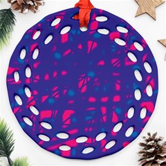 Blue And Pink Neon Ornament (round Filigree) 