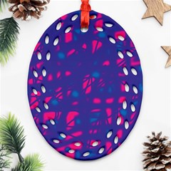 Blue And Pink Neon Ornament (oval Filigree) 