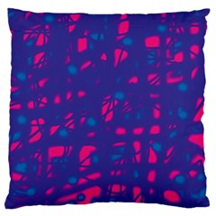 Blue And Pink Neon Large Cushion Case (one Side)