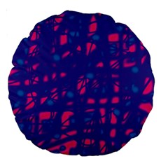 Blue And Pink Neon Large 18  Premium Round Cushions