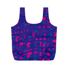 Blue And Pink Neon Full Print Recycle Bags (m) 