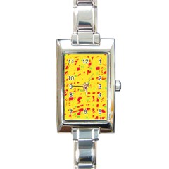 Yellow And Red Rectangle Italian Charm Watch by Valentinaart