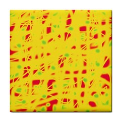 Yellow And Red Tile Coasters by Valentinaart