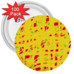 Yellow And Red 3  Buttons (100 Pack)  by Valentinaart