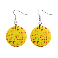 Yellow And Red Mini Button Earrings