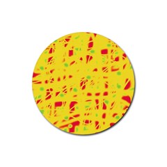 Yellow And Red Rubber Round Coaster (4 Pack) 