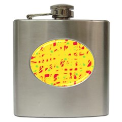 Yellow And Red Hip Flask (6 Oz)