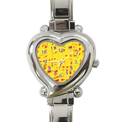 Yellow And Red Heart Italian Charm Watch