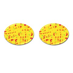 Yellow And Red Cufflinks (oval)