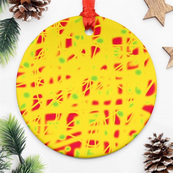 Yellow and red Round Ornament (Two Sides) 