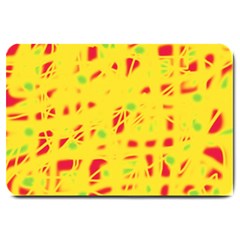 Yellow And Red Large Doormat  by Valentinaart