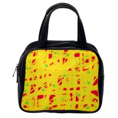 Yellow And Red Classic Handbags (one Side)