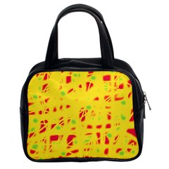 Yellow And Red Classic Handbags (2 Sides)