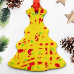 Yellow And Red Christmas Tree Ornament (2 Sides)