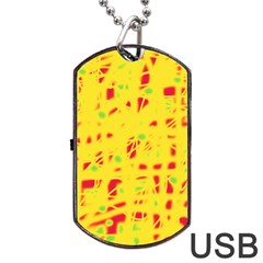 Yellow And Red Dog Tag Usb Flash (one Side)