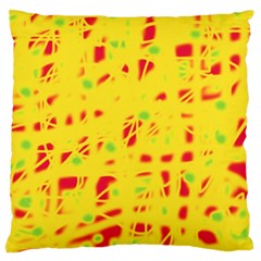 Yellow And Red Large Cushion Case (one Side) by Valentinaart