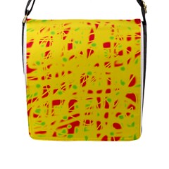 Yellow And Red Flap Messenger Bag (l)  by Valentinaart