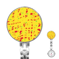 Yellow And Red Stainless Steel Nurses Watch