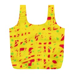 Yellow And Red Full Print Recycle Bags (l)  by Valentinaart