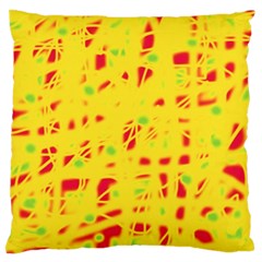 Yellow And Red Large Flano Cushion Case (one Side)