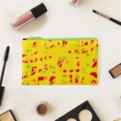 Yellow And Red Cosmetic Bag (xs) by Valentinaart