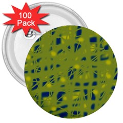 Green And Blue 3  Buttons (100 Pack) 