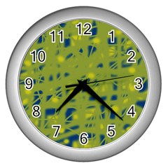 Green And Blue Wall Clocks (silver) 