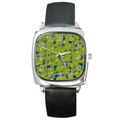 Green And Blue Square Metal Watch