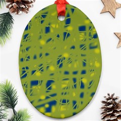 Green And Blue Oval Ornament (two Sides)