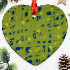 Green And Blue Heart Ornament (2 Sides)