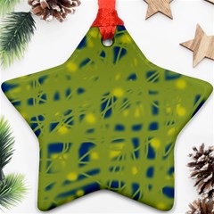 Green And Blue Star Ornament (two Sides) 