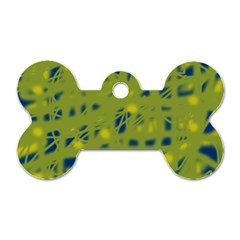 Green And Blue Dog Tag Bone (two Sides)