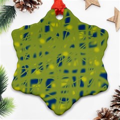 Green And Blue Snowflake Ornament (2-side)