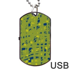 Green And Blue Dog Tag Usb Flash (two Sides) 